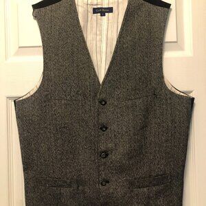 club room men's gray 65%polyester 35%rayon 5 button vest  size: L